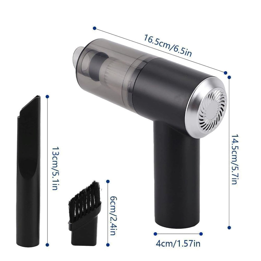 3-in-1 Portable Car Vacuum Cleaner with Blower, USB Rechargeable, Black, Wireless Handheld Mini Design, Strong Suction, Washable HEPA Filter for Car, Home