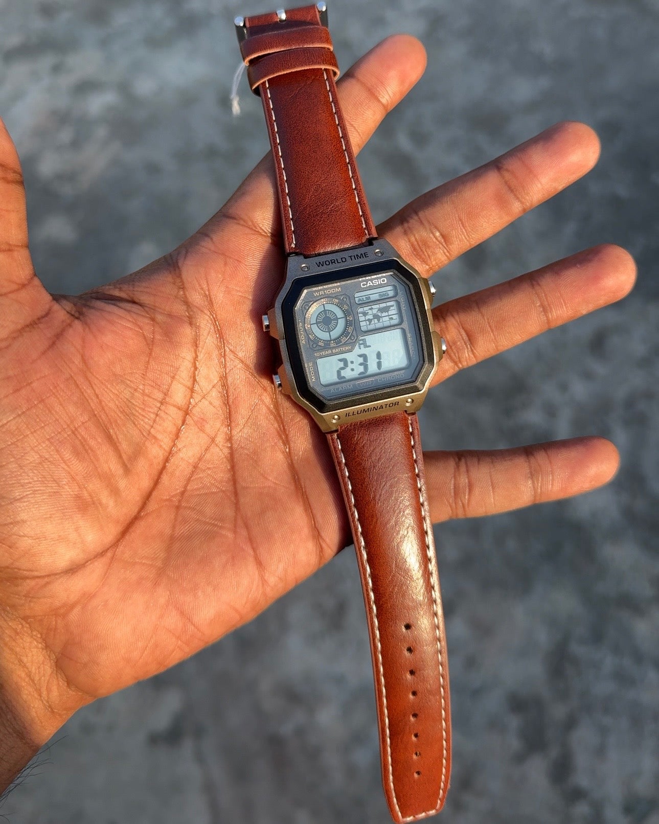 Casio Illuminator World Time Men's Digital Watch – Premium Leather Edition