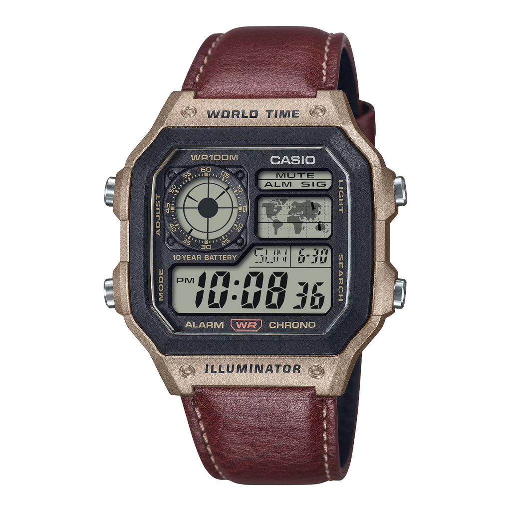 Casio Illuminator World Time Men's Digital Watch – Premium Leather Edition